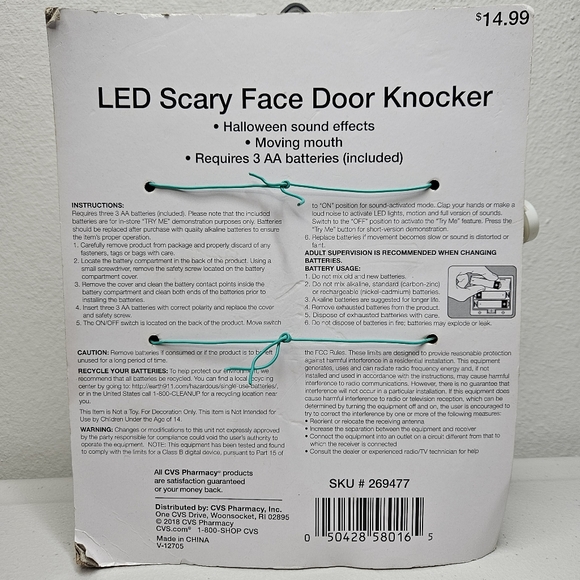 Spooky Village Halloween Door Knocker Scary Decoration LED Lights Sound Animated - Picture 9 of 9